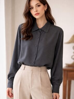 Anthony Kamanos Vintage Black Rayon Blouse